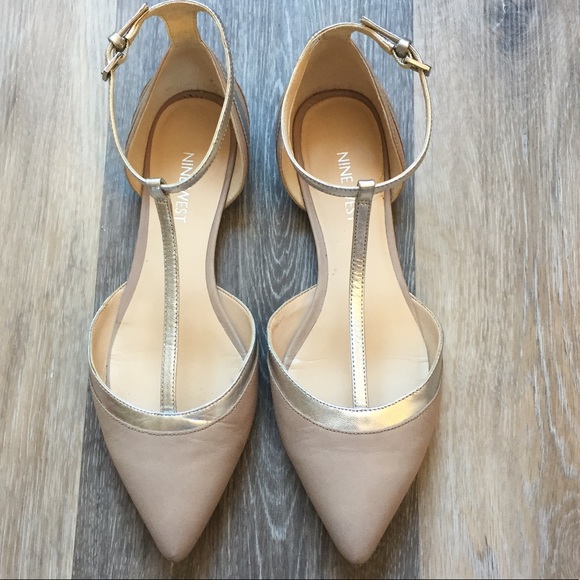 Nine West Shoes - Nine West Pink & Silver T Strap Flat